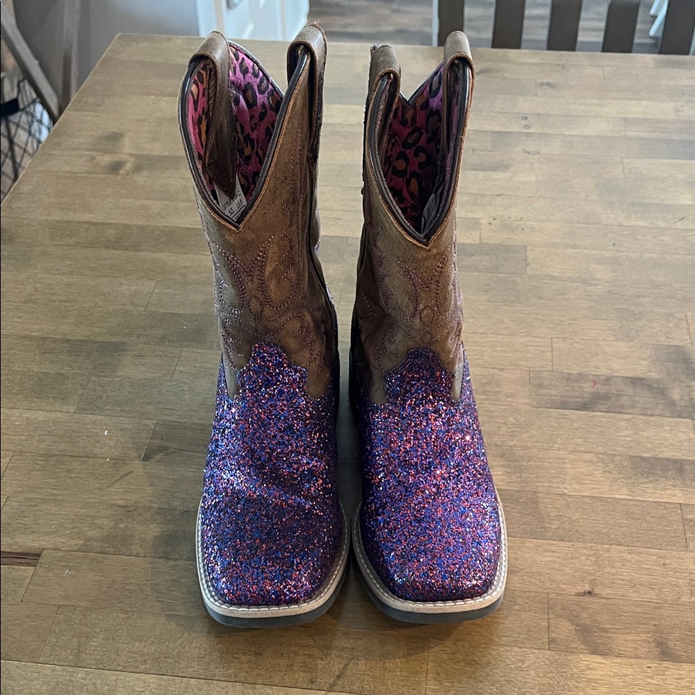 Sparkly Purple and Brown Cowboy Boots
